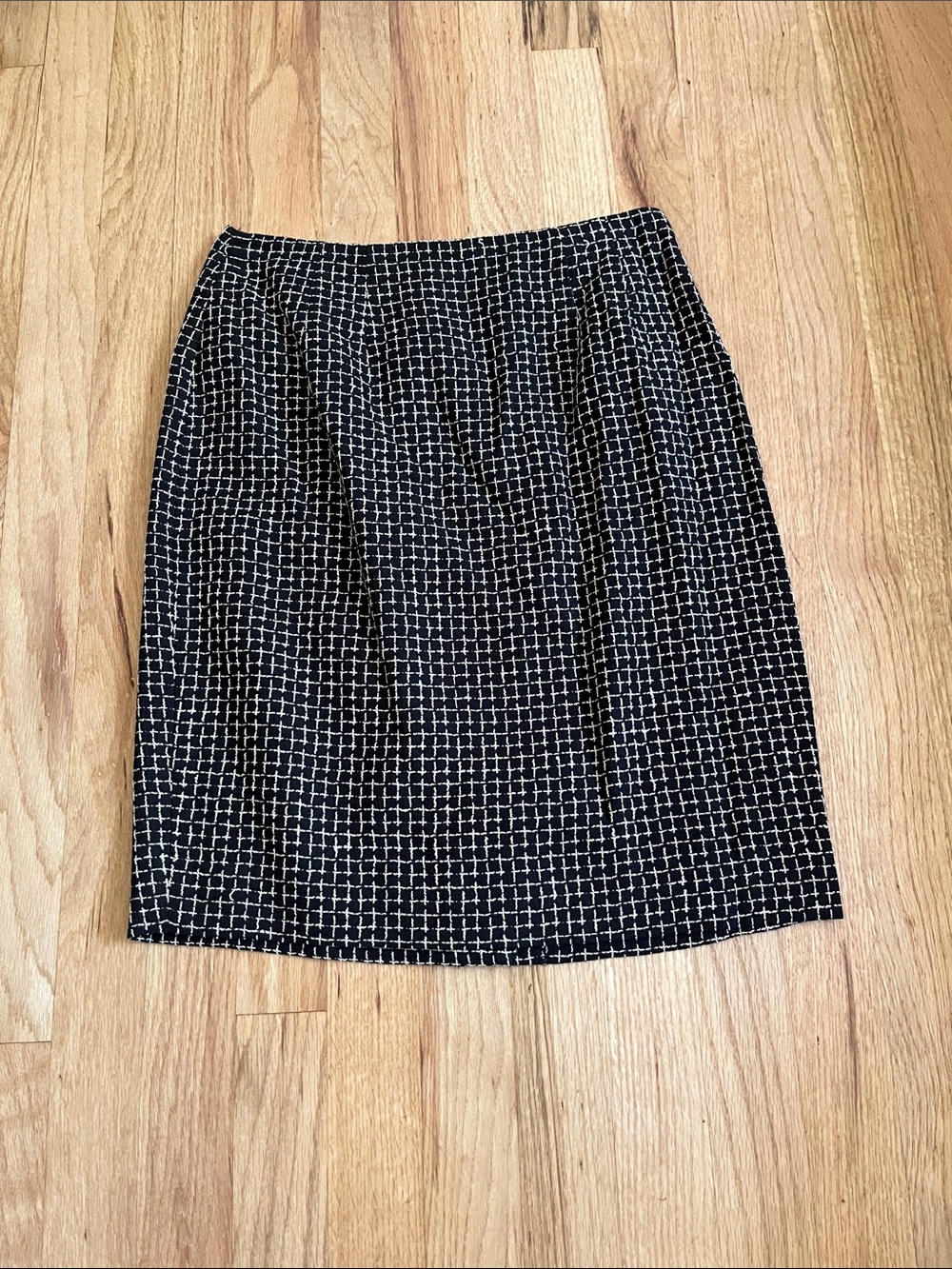 Black Skirt with White Grid Pattern